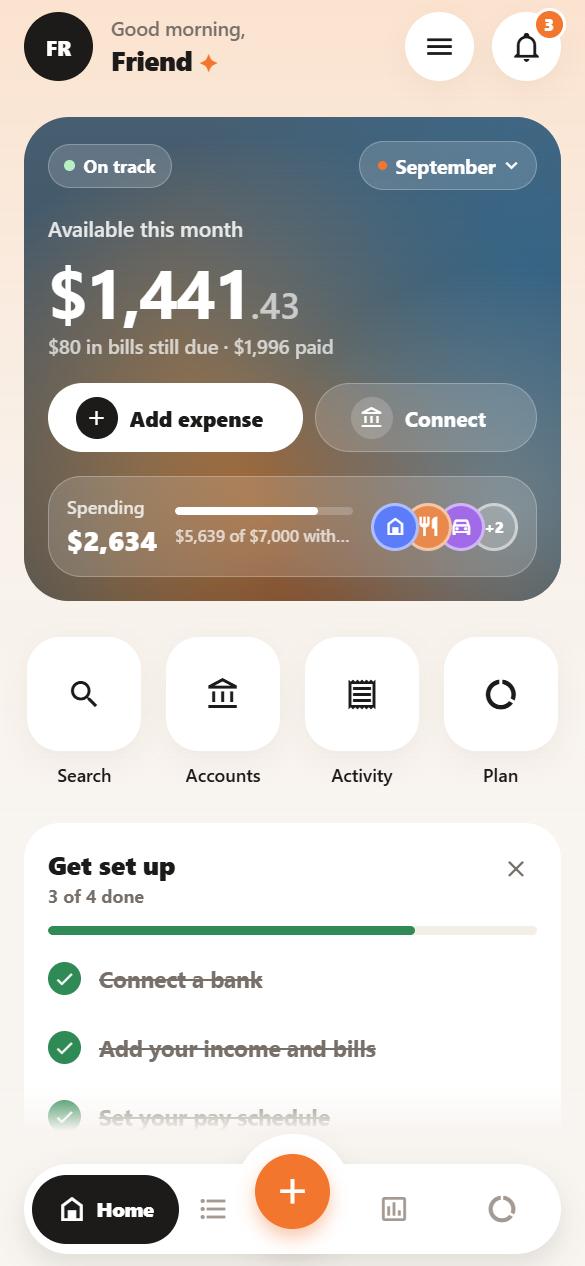 Zenify's Home screen in light mode